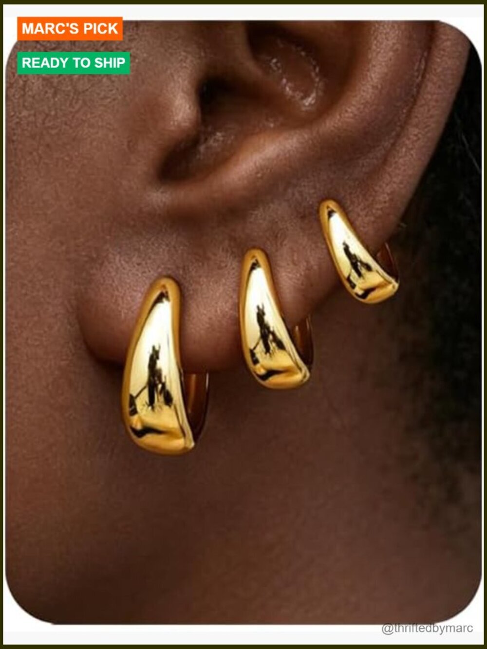 3 Pair Gold Hoop Earrings Set Chunky Huggie Dainty Earrings for Women